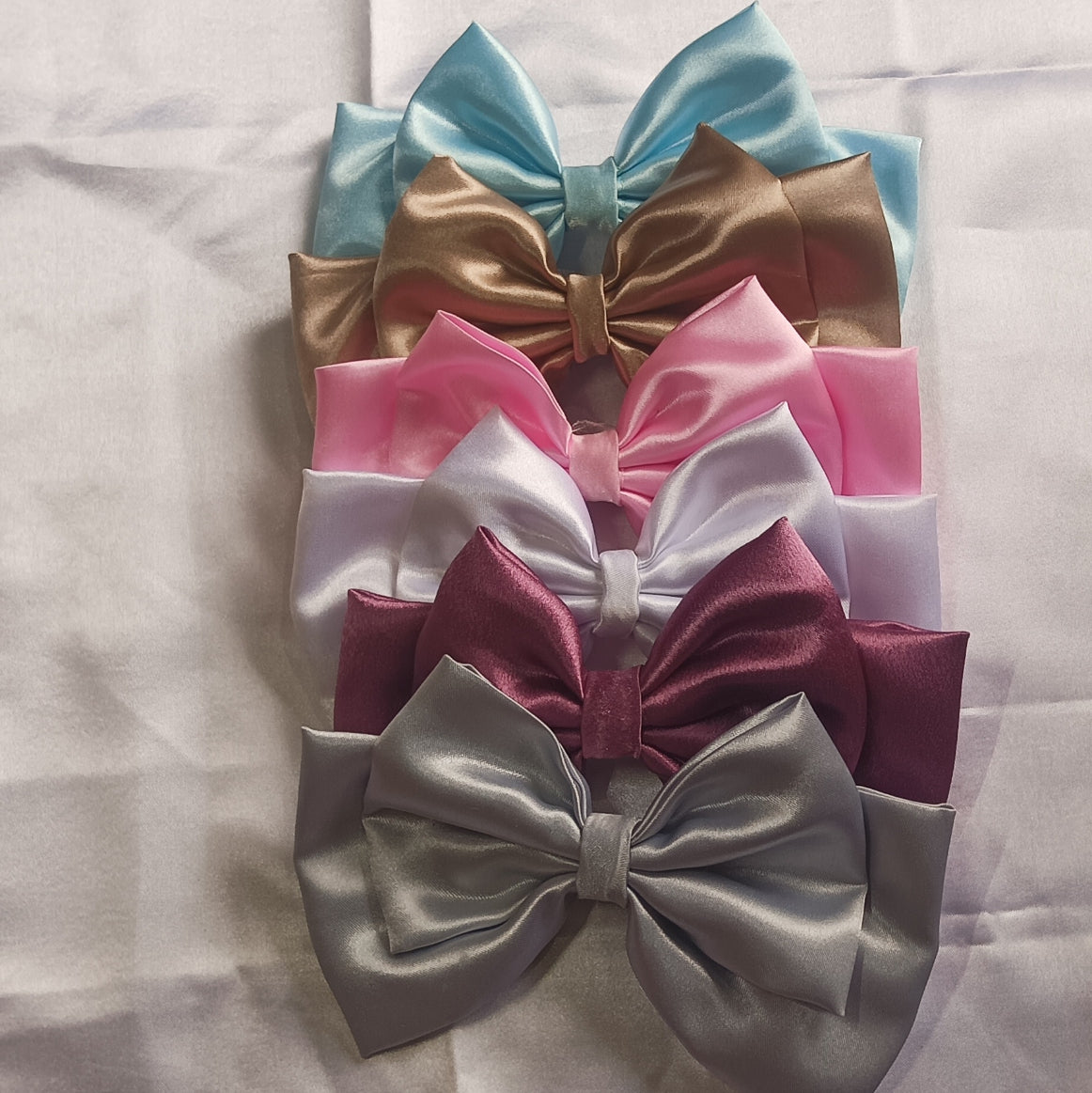 Elegant double layer hair bows (pack of 6) satin hair bows