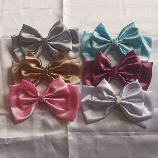 Elegant double layer hair bows (pack of 6) satin hair bows