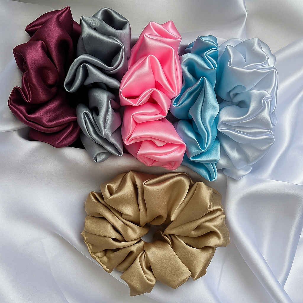 Satin Crush Combo – Pack of 6 Premium Satin Scrunchies (XL)