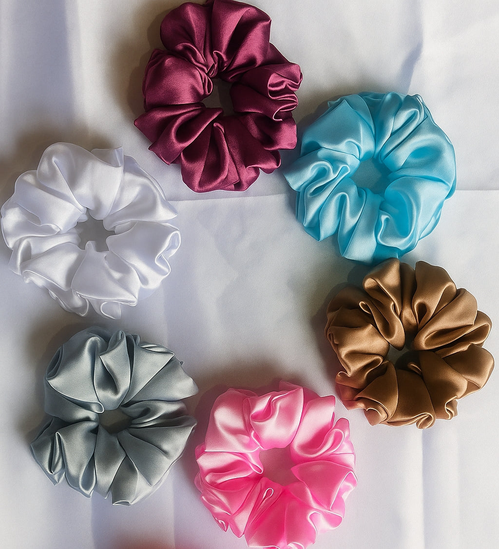 Satin Crush Combo – Pack of 6 Premium Satin Scrunchies (XL)